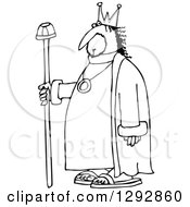Poster, Art Print Of Chubby Black And White Male King With A Robe And Staff