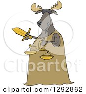 Poster, Art Print Of Blindfolded Lady Justice Moose Holding A Sword And Scales