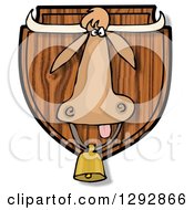 Clipart Of A Texas Longhorn Cow Head Mounted On A Wood Plaque Royalty Free Illustration