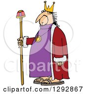 Poster, Art Print Of Chubby White Male King With A Robe And Staff
