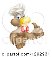Clipart Of A Happy Brown Chef Chicken Giving A Thumb Up Royalty Free Vector Illustration