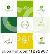 Poster, Art Print Of Flat Design Natural And Organic Business Logo Icons With Text On Colorful Tiles 3