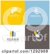Poster, Art Print Of Flat Design Feather Logo Icons With Sample Text On Colorful Tiles