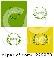 Poster, Art Print Of Flat Design Natural Product Wreath Designs On Green White And Yellow Tiles