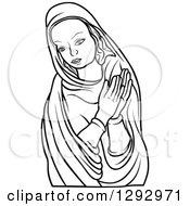 Poster, Art Print Of Black And White Praying Virgin Mary 4