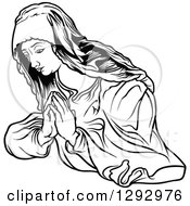 Black And White Praying Virgin Mary