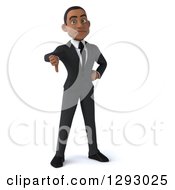 Clipart Of A 3d Unhappy Young Black Businessman Giving A Thumb Down Royalty Free Illustration