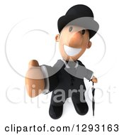 Clipart Of A 3d White Happy Gentleman With An Umbrella Holding A Thumb Up Royalty Free Illustration