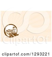 Clipart Of A Retro Tow Truck And Beige Rays Background Or Business Card Design Royalty Free Illustration