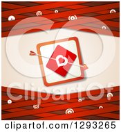 Poster, Art Print Of Red Valentine Background With Cupids Arrow Through A Love Heart Card Over Lattice With Targets