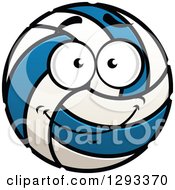 Poster, Art Print Of Cartoon Happy Blue And White Volleyball Character