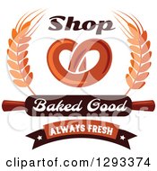 Clipart Of A Dark Soft Pretzel With Wheat Text And A Rolling Pin Royalty Free Vector Illustration