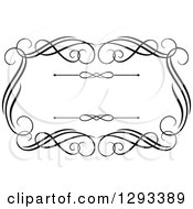 Clipart Of A Black And White Ornate Rectangle Swirl Frame 14 Royalty Free Vector Illustration