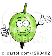 Happy Gooseberry Character Presenting And Giving A Thumb Up