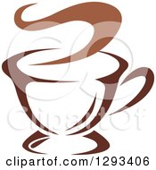 Clipart Of A Two Toned Brown And White Steamy Coffee Cup 7 Royalty Free Vector Illustration