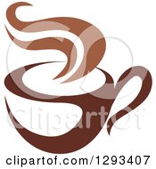 Poster, Art Print Of Two Toned Brown And White Steamy Coffee Cup 6