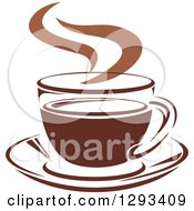 Poster, Art Print Of Two Toned Brown And White Steamy Coffee Cup On A Saucer 33