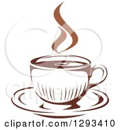Poster, Art Print Of Two Toned Brown And White Steamy Coffee Cup On A Saucer 34
