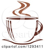 Poster, Art Print Of Two Toned Brown And White Steamy Coffee Cup On A Saucer 32