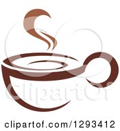 Clipart Of A Two Toned Brown And White Steamy Coffee Cup 9 Royalty Free Vector Illustration