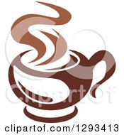 Poster, Art Print Of Two Toned Brown And White Steamy Coffee Cup 10