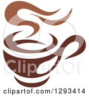 Clipart Of A Two Toned Brown And White Steamy Coffee Cup 11 Royalty Free Vector Illustration