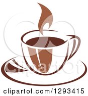 Poster, Art Print Of Two Toned Brown And White Steamy Coffee Cup On A Saucer 30