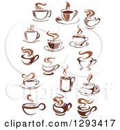 Poster, Art Print Of Two Toned Brown And White Steamy Coffee Cups 2