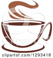 Clipart Of A Two Toned Brown And White Steamy Coffee Cup On A Saucer 29 Royalty Free Vector Illustration