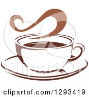 Poster, Art Print Of Two Toned Brown And White Steamy Coffee Cup On A Saucer 36