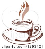 Poster, Art Print Of Two Toned Brown And White Steamy Coffee Cup On A Saucer 37