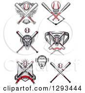 Poster, Art Print Of Baseball Crossed Bats And A Catchers Masks