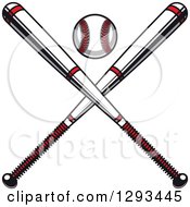 Poster, Art Print Of White And Red Baseball And Crossed Bats