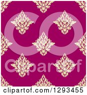 Poster, Art Print Of Seamless Pattern Background Of Pastel Yellow Damask On Pink