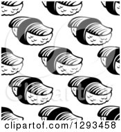 Poster, Art Print Of Seamless Pattern Background Of Black And White Sushi