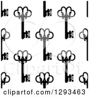 Clipart Of A Seamless Background Pattern Of Ornate Black Vintage Skeleton Keys On White 2 Royalty Free Vector Illustration