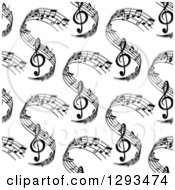 Poster, Art Print Of Seamless Background Pattern Of Grayscale Sheet Music Waves