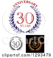 Clipart Of Wreaths And 30 Years Anniversary Text 2 Royalty Free Vector Illustration