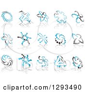 Clipart Of Blue And Black Abstract Dot Windmills And Reflections 3 Royalty Free Vector Illustration