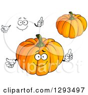 Clipart Of A Face Hands And Pumpkins Royalty Free Vector Illustration