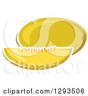 Clipart Of A Yellow Canary Melon And Slice Royalty Free Vector Illustration by Vector Tradition SM