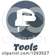 Clipart Of A Flat Modern Designed Jigsaw In A Circle Over Tools Text Royalty Free Vector Illustration