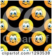 Poster, Art Print Of Seamless Pattern Background Of Upset Or Mad Smiley Faces On Black