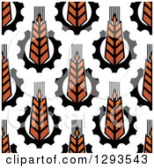 Seamless Background Pattern Of Gradient Wheat And Gears