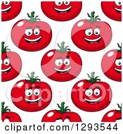 Clipart Of A Seamless Pattern Background Of Happy Tomatoes Royalty Free Vector Illustration