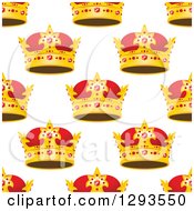 Poster, Art Print Of Seamless Patterned Background Of Ornate Gold Crowns On White 3