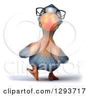 Clipart Of A 3d Bespectacled Dodo Bird Walking Royalty Free Illustration