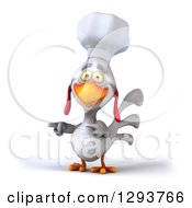 Clipart Of A 3d White Chef Chicken Pointing To The Left Royalty Free Illustration by Julos