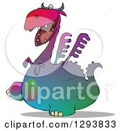 Poster, Art Print Of Gradient Colorful Dragon Walking To The Left With A Shadow