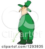 Clipart Of A St Patricks Day Leprechaun Looking Back Over His Shoulder And Peeing Green Royalty Free Vector Illustration